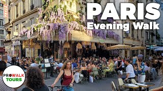 Paris Evening Walk and Bike Ride  4K  With Captions [upl. by Edrick]