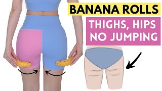 BURN thighs saddlebags fat cellulite underbutt wrinkles banana rolls no jumping  Hana Milly [upl. by Assilrac]