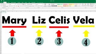 Como separar nombres y apellidos en Excel 2345 nombres y apellidos [upl. by Ylrahc]