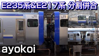 E235系1000番台 amp E217系 横須賀線逗子駅 連結･切り離し [upl. by Joyan]