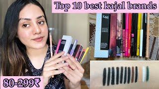 Top 10 best Kajal brands in India 80₹299₹ Intense black🖤kp styles [upl. by Leahcim]