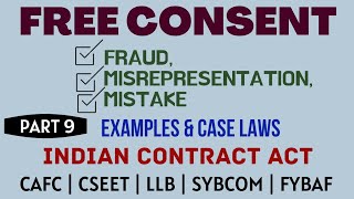 Fraud  Misrepresentation  Mistake  Free Consent  Indian Contract Act  Caselaws  Example [upl. by Ahcsas]