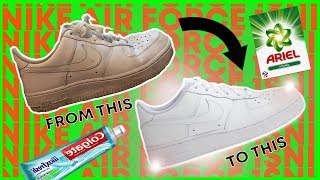 HOW TO CLEAN AIR FORCE 1s USING HOUSEHOLD ITEMS [upl. by Tani619]