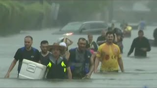 Historic Floods Hit Houston As Hundreds Rescued From Water  NBC Nightly News [upl. by Adiuqram]