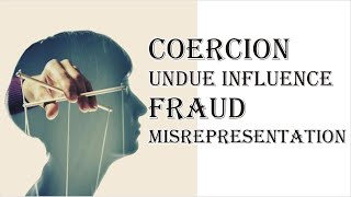 Coercion Undue Influence Fraud Misrepresentation  Indian Contract Act 1872  Law Guru [upl. by Ankney486]