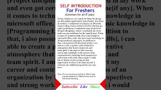 Self introduction for freshers [upl. by Stoffel]