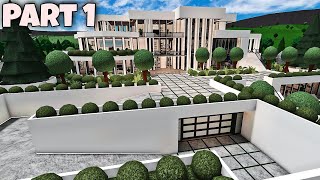 Bloxburg Modern Mega Mansion Speedbuild Part 15 Exterior [upl. by Llednar]