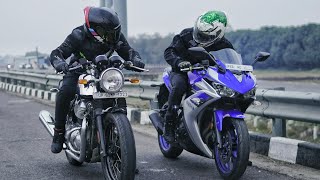 Yamaha R3 VS RE Continental GT650  Closest Top End Ever😱 [upl. by Lennon]