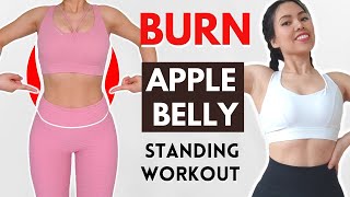 LOSE APPLE BELLY FAT 10 min standing workout lower abs amp waist beginner knee friendly  Hana Milly [upl. by Tobin]