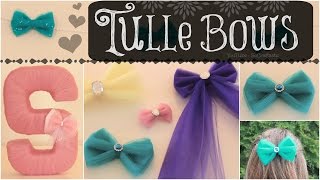 How To Make DIY TULLE BOWS  SoCraftastic [upl. by Lrak563]