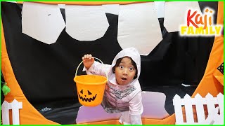 Trick or Treat at the Halloween Haunted House Box Fort Maze [upl. by Charissa]