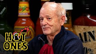 Bill Murray Doesn’t Flinch While Eating Spicy Wings  Hot Ones [upl. by Acireed]