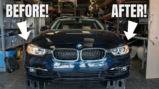 HOW TO INSTALL XENON HEADLIGHTS ON A BMW F30 HALOGEN TO XENON RETROFIT [upl. by Atiana958]