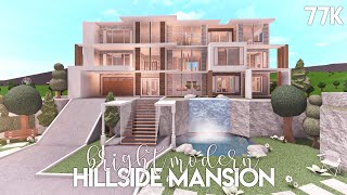 Bright Modern Hillside Mansion  Bloxburg Build [upl. by Hernandez]