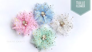 DIY Tulle Flower  Easy no Sew [upl. by Sonitnatsok905]