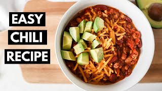 EASY CHILI RECIPE  The Best Turkey Chili  OnePot Meal [upl. by Nosral]