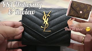 Saint Laurent Monogram Trifold Wallet Unboxing amp Review  LV Victorine look a like  How I pack  PH [upl. by Airdnax]