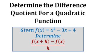 Ex 2 The Difference Quotient Quadratic Function [upl. by Kynan]