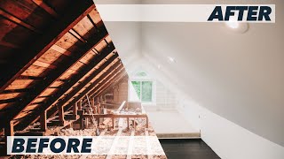 Incredible Attic Transformation in 5 Min  Timelapse DIY Attic Loft Renovation [upl. by Witcher87]