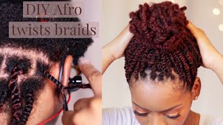 Afro kinky twist braids on natural hair [upl. by Sivra]