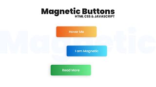 Magnetic Buttons On Mousemove  Using HTML CSS amp Javascript [upl. by Chicky]