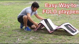 The Easy Way to Fold Pet Playpen  Portable Fabric Crate [upl. by Dhruv266]