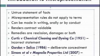 Misrepresentation Lecture 1 of 4 [upl. by Ttimme501]