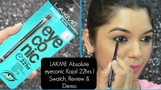 LAKME eyeconic Kajal 22 hrs  Swatch Review amp Demo [upl. by Aem]