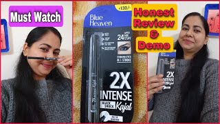 Blue Heaven 2X Intense Black Kajal Review 24 Hrs Stay  Review amp Demo in Hindi [upl. by Sharona]