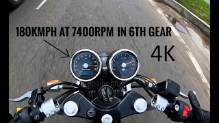 Continental gt 650 stock top speed in 4k 180 kmph [upl. by Letsou]