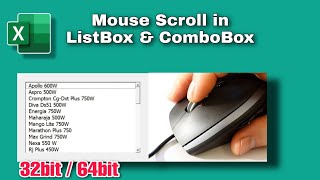 Mouse Scroll in ListBox amp ComboBox Excel [upl. by Airalav]