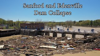 Sanford and Wixom Flood 2020  Drone  Dam Collapse [upl. by Kyred]