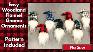 Easy No Sew Woodland Flannel Gnome OrnamentsChristmas gnomes diy [upl. by Kavita800]