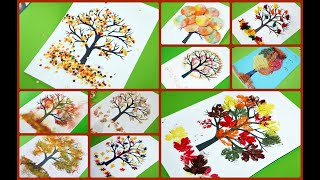 Jesienne drzewka  autumn trees fall craft kids art [upl. by Ecined]