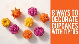 How to Decorate Cupcakes with Tip 105 – 8 ways [upl. by Hilario]