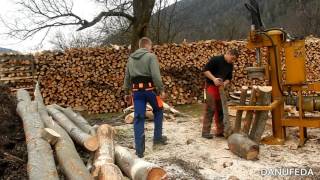 Holzspalten  Arbeiten mit der Motorsäge [upl. by Anovahs]