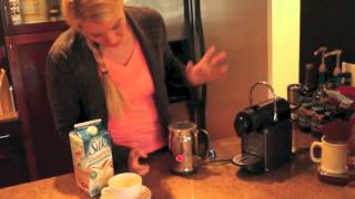 Nespresso Aeroccino Plus Frother Review Frothing Almond Milk [upl. by Aerbma]